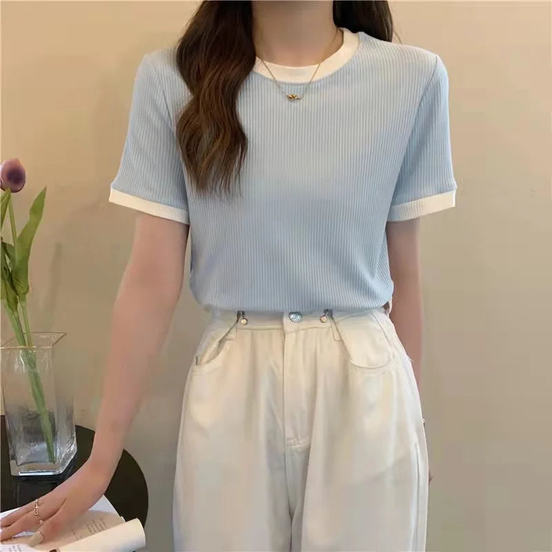 Sleeve T-shirt Elastic Slim womens