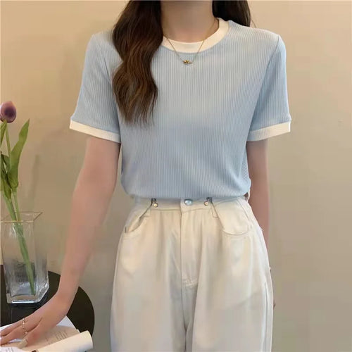 Sleeve T-shirt Elastic Slim womens