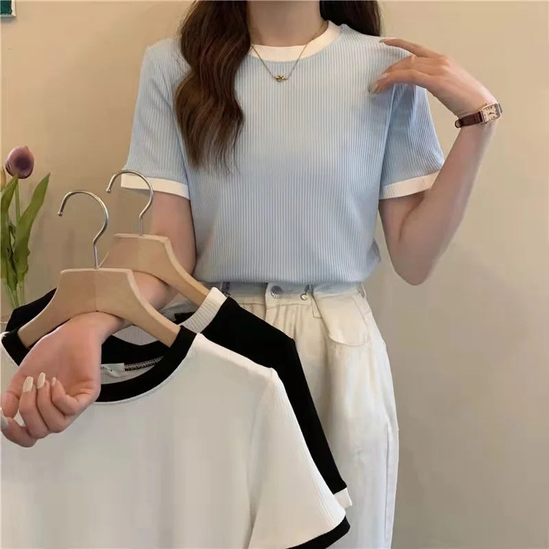 Sleeve T-shirt Elastic Slim womens